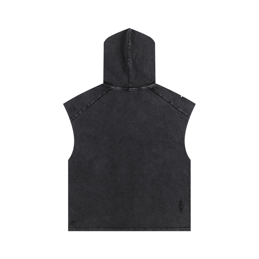 KURAYAMI “White Noise” Snow-Washed Hooded Tank