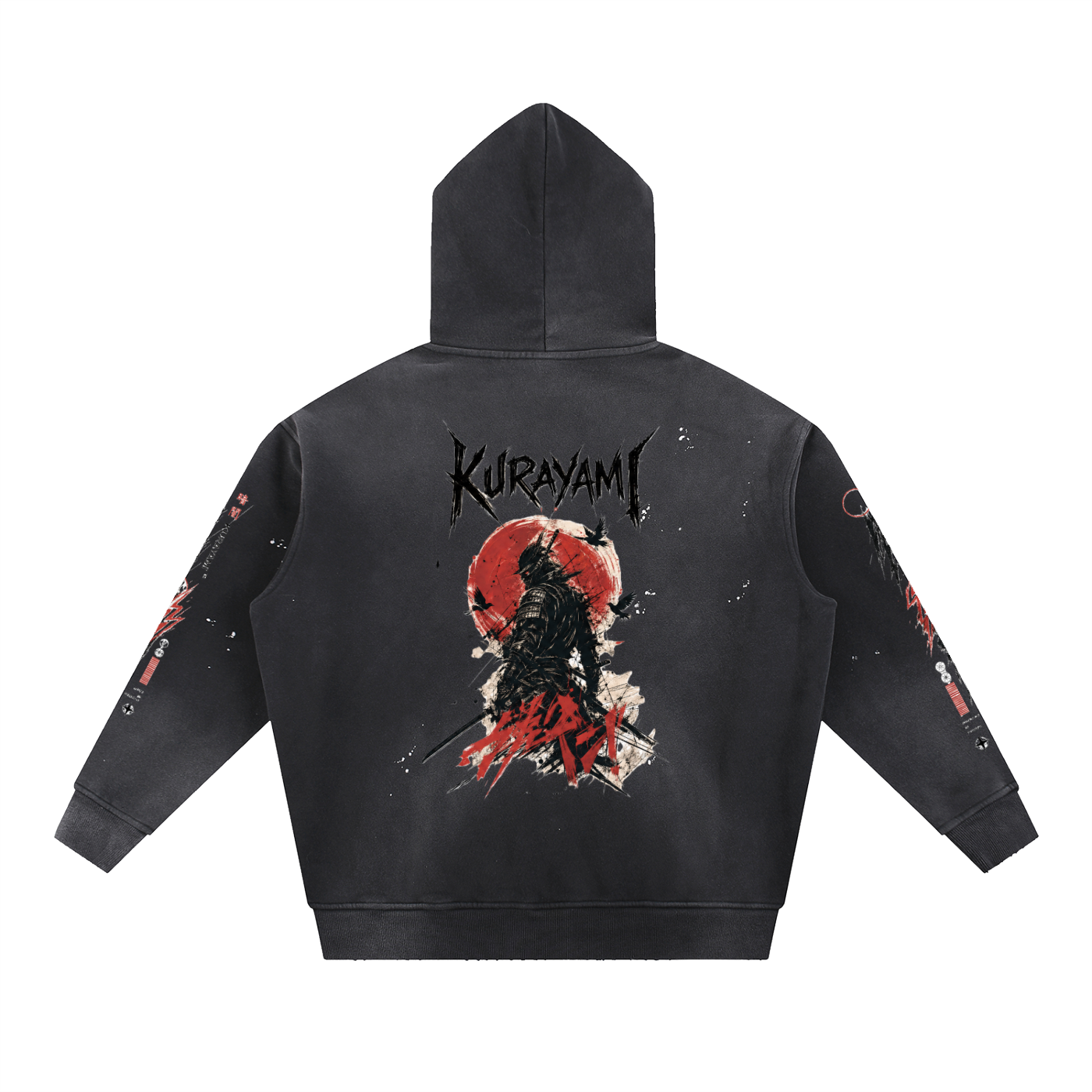 KURAYAMI “Silence Is Power” Vintage Washed Frayed Fleece Hoodie