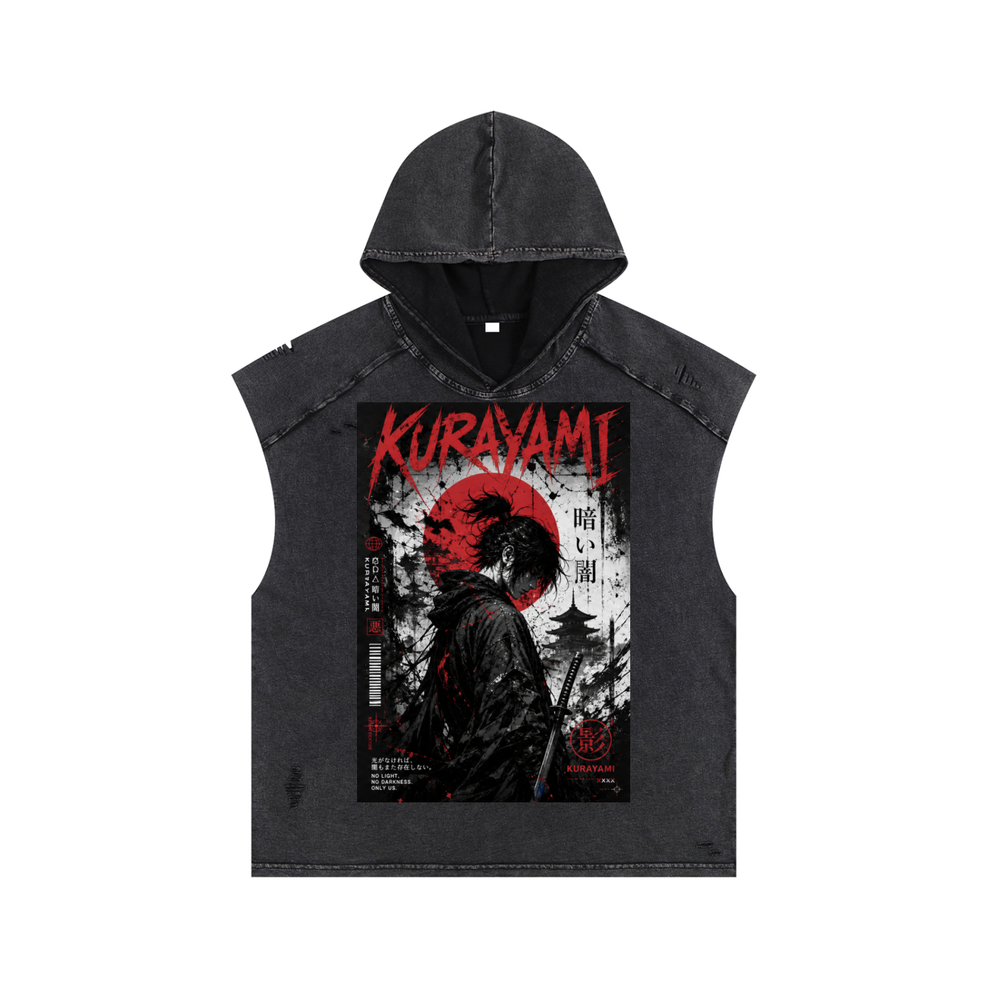 KURAYAMI “White Noise” Snow-Washed Hooded Tank