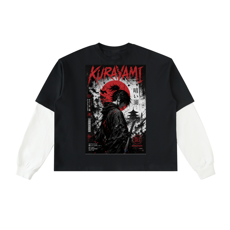 Layered Contrast Sleeve Cotton T-Shirt